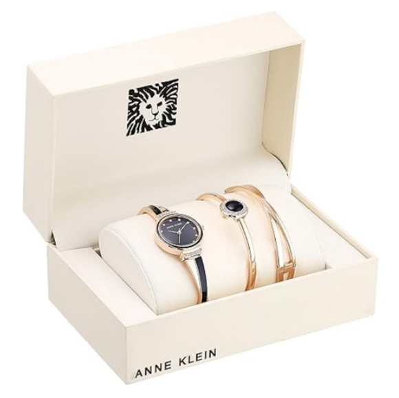 Women\'s Premium Crystal Accented Watch and Bangle Set Gold /Navy Blue main image 4